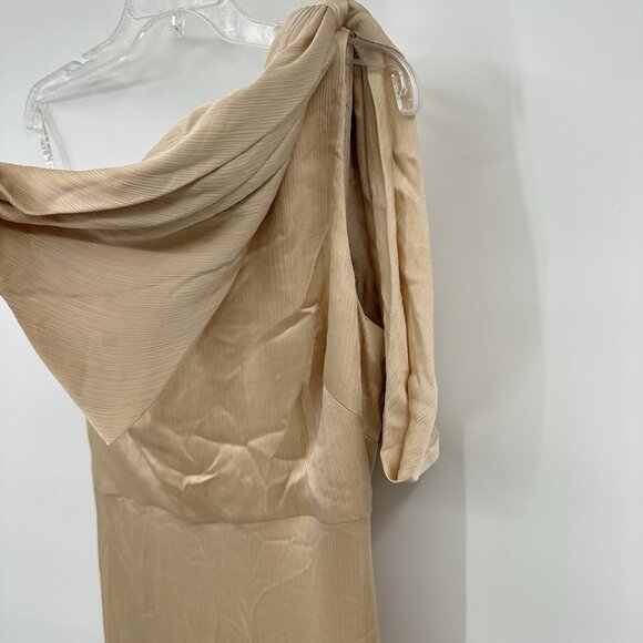 SACHIN & BABI chelsea crinkle dress gown one shoulder satin champagne evening 6 - Picture 6 of 10